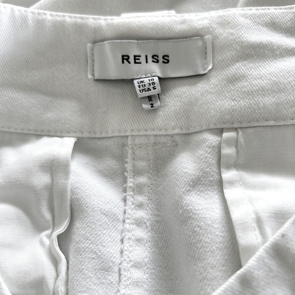 REISS Women's White Jeans Sz. 6 High Waist Pockets Luxury Denim Tapered Leg - Picture 11 of 12